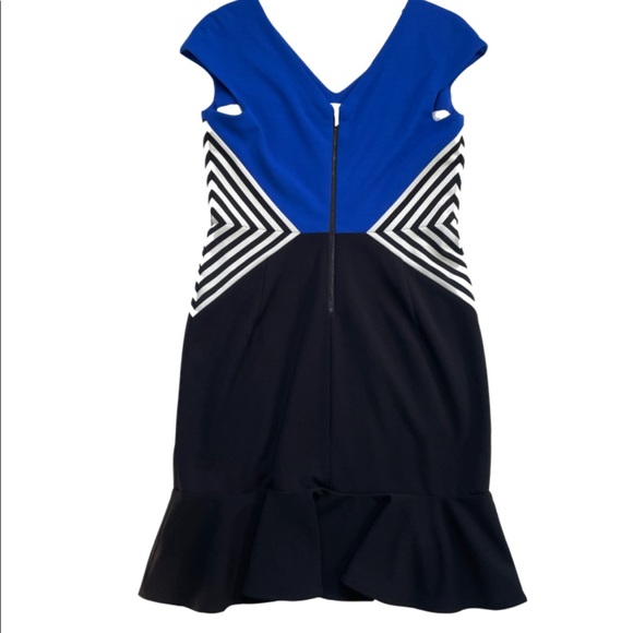 Julia Jordan Geometric Color Block V-Neck Fit Flare With Stripes Size 10 - Picture 9 of 9